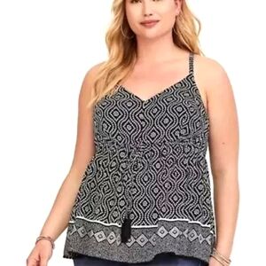 Torrid Babydoll Black And White Tank